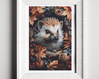 Woodland Creatures - Hedgehog Cross Stitch Pattern - PDF Download