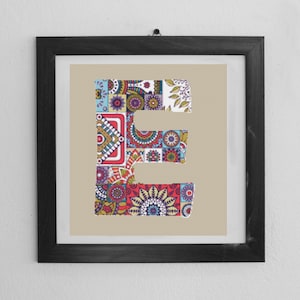 Mandala Letter E Cross Stitch Pattern