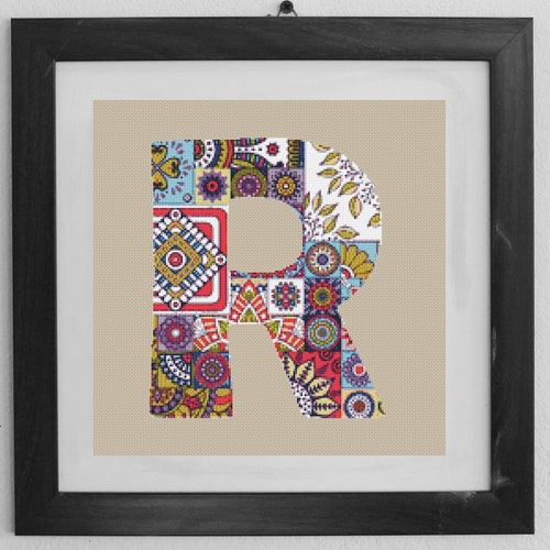 Cross Stitch Letter K Pattern With Chevron Detail Instant Etsy