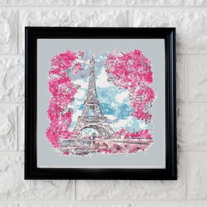 Watercolour Eiffel Tower, Paris Cross Stitch Pattern - PDF download