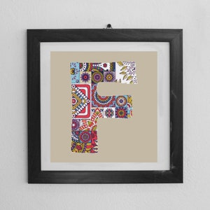 Mandala Letter F Cross Stitch Pattern
