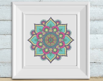 Mandala Deco - Padrão de ponto cruz - Download instantâneo de PDF