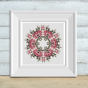 Roses Mandala Cross Stitch Pattern - Instant PDF Download