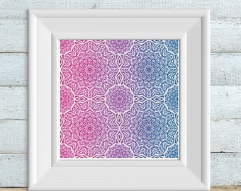 Tonal Mandala Cross Stitch Pattern