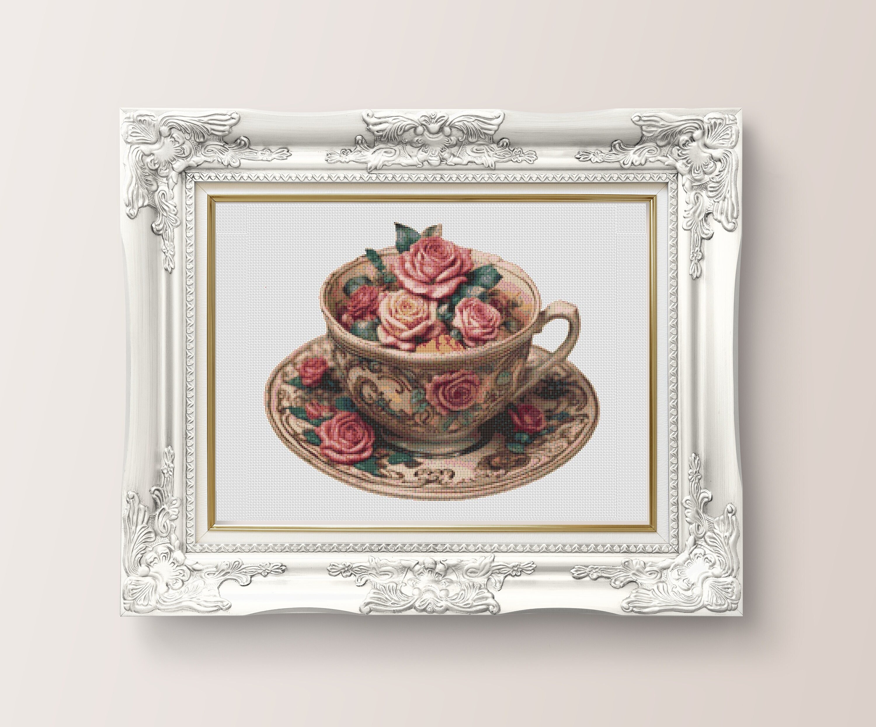 Vintage Tea Cup Cross Stitch Pattern - PDF Download - Etsy