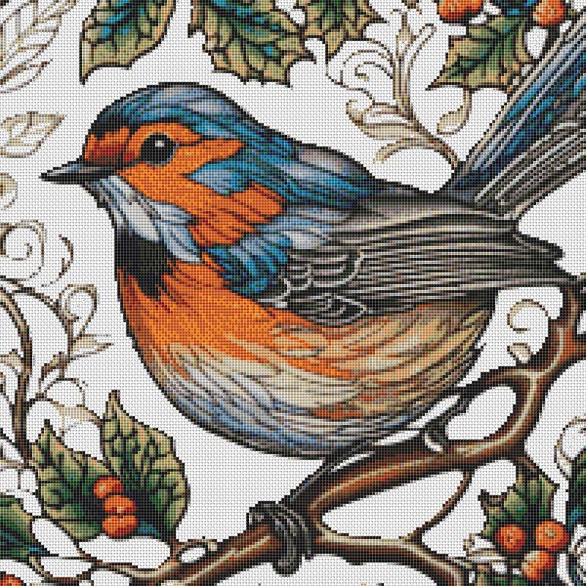 Robin Needlepoint Pattern Mrs Robin Cross Stitch Pattern - PDF Download - Etsy