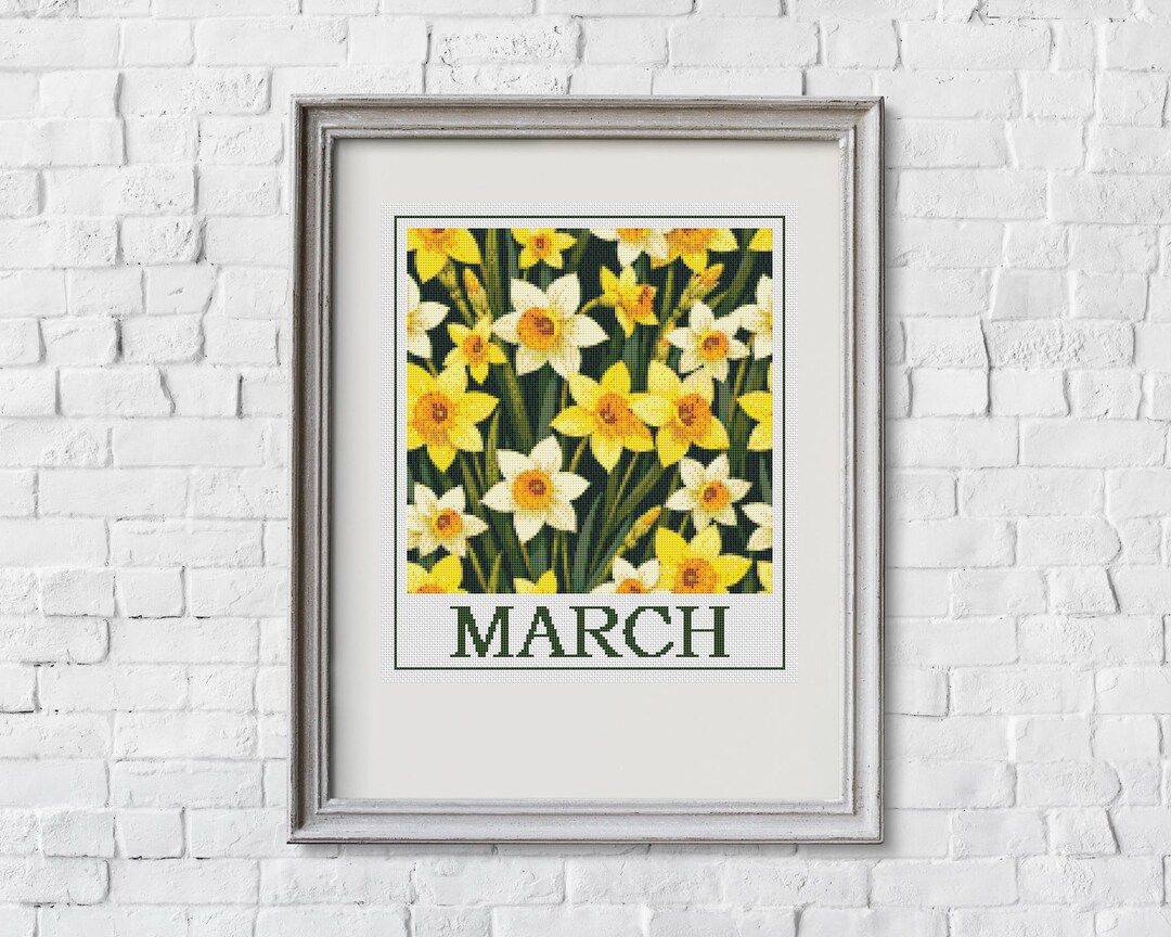Circle Pattern March March Flower Cross Stitch Pattern - PDF Download - Etsy