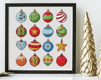 Bold Baubles Cross Stitch Pattern - Instant PDF download