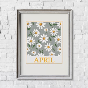 April Flower Cross Stitch Pattern - PDF Download