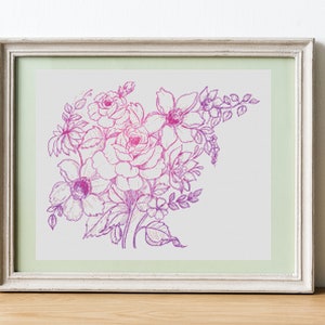 Rosa Blumen Stichmuster - Instant PDF download