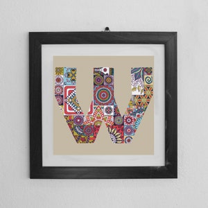 Mandala Letter W Cross Stitch Pattern
