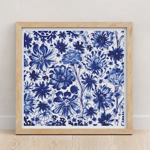 Schema punto croce floreale blu audace - Scarica PDF