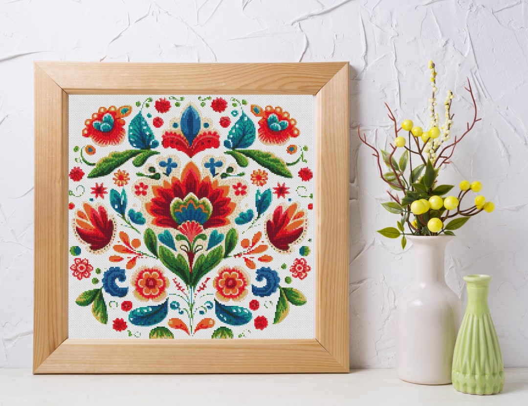 Folk Flowers Cross Stitch Pattern - Instant PDF Download - Etsy