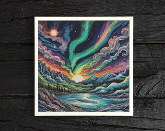 Patrón de punto de cruz del cielo de la aurora boreal - Descargar PDF