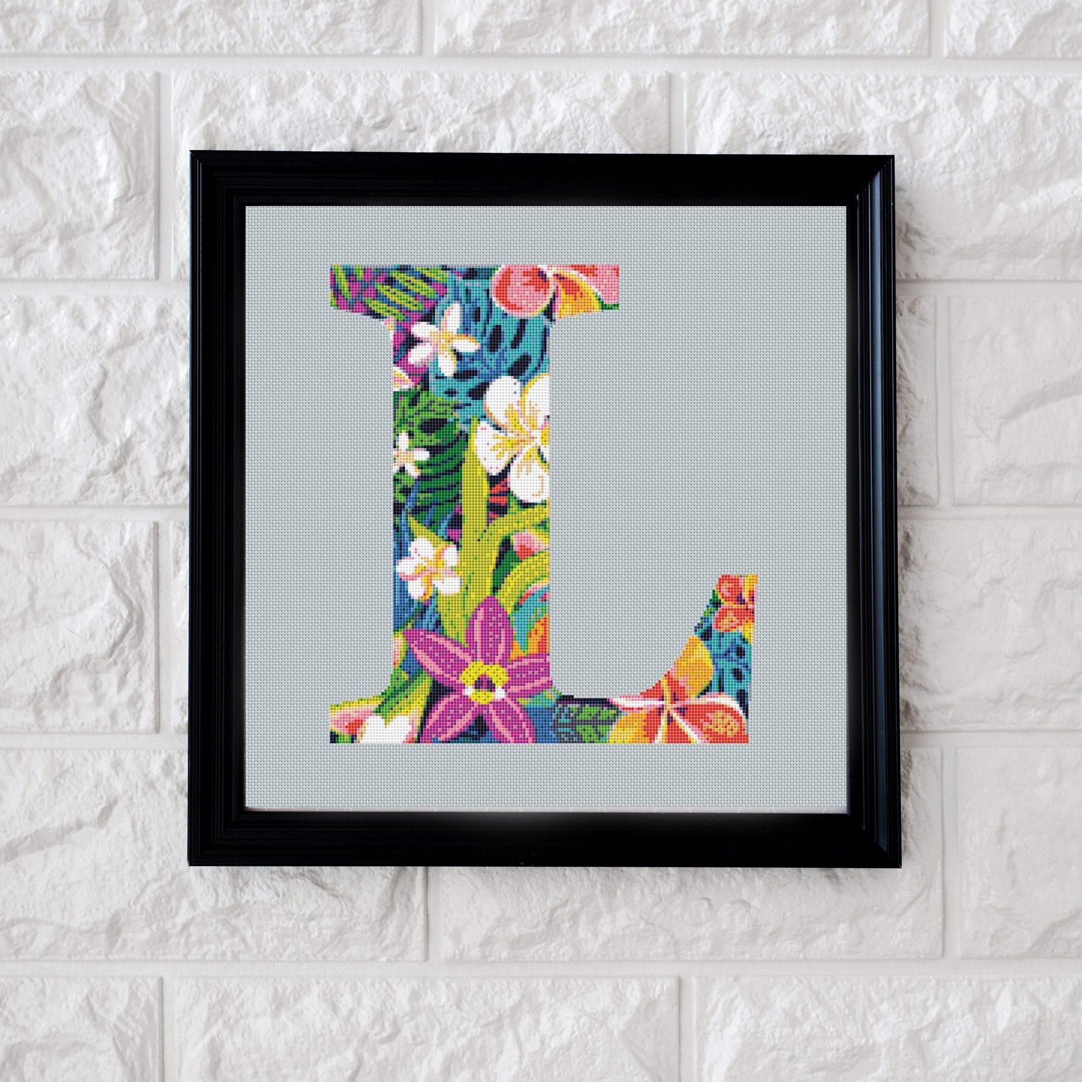 Letter L Tropical Alphabet - Cross Stitch Pattern - Instant PDF