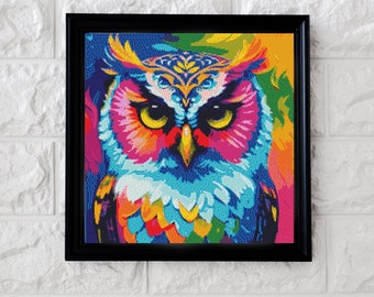 Pop Art Owl Cross Stitch Pattern - PDF Download