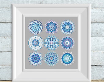 Mini Frozen Mandalas Cross Stitch Pattern - Instant PDF download