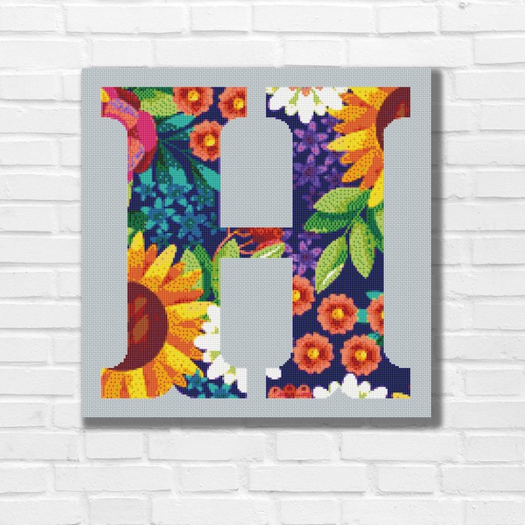 Floral Carpet Alphabet Letter H Cross Stitch Pattern - PDF Download - Etsy