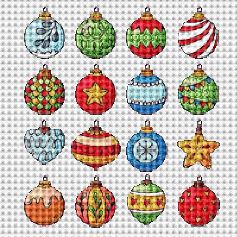 Bold Baubles Cross Stitch Pattern Instant PDF Download Etsy