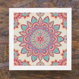 Warm Mandala Cross Stitch Pattern - Instant PDF Download