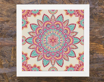 Warm Mandala Cross Stitch Pattern - Instant PDF Download