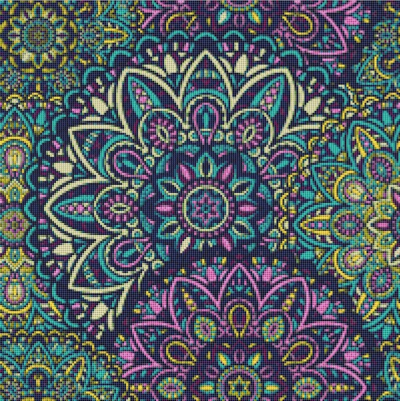 Velvet Mandala Cross Stitch Pattern Instant PDF Download Etsy