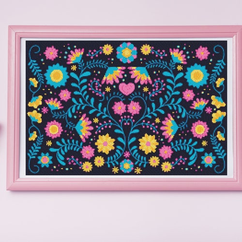 Mexican Reverse Floral Cross Stitch Pattern Instant PDF - Etsy