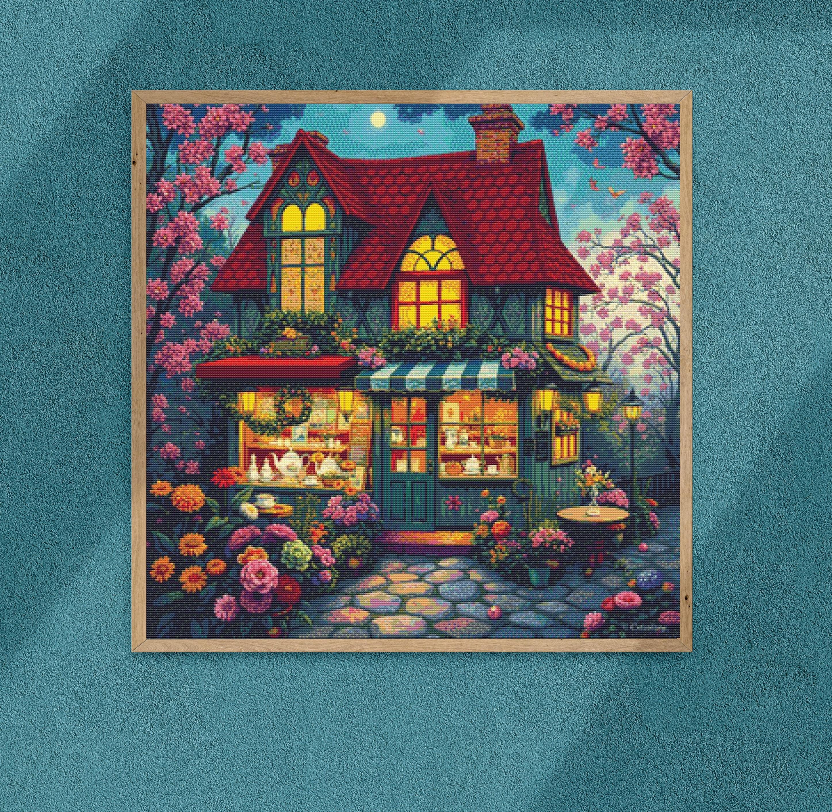 Tea Time Cottage Cross Stitch Pattern - PDF Download - Etsy