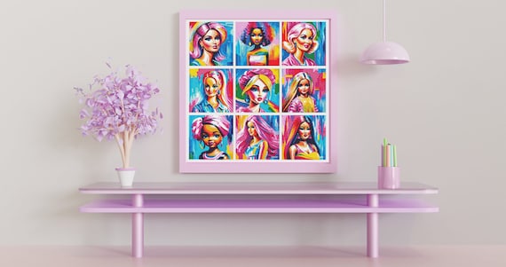 Pop Art Girls Cross Stitch Barbie Pink PDF Download 