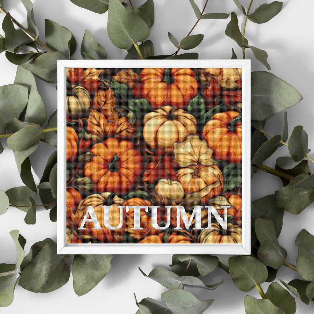 Autumn Pumpkin Panel Cross Stitch Pattern - PDF Download - Etsy