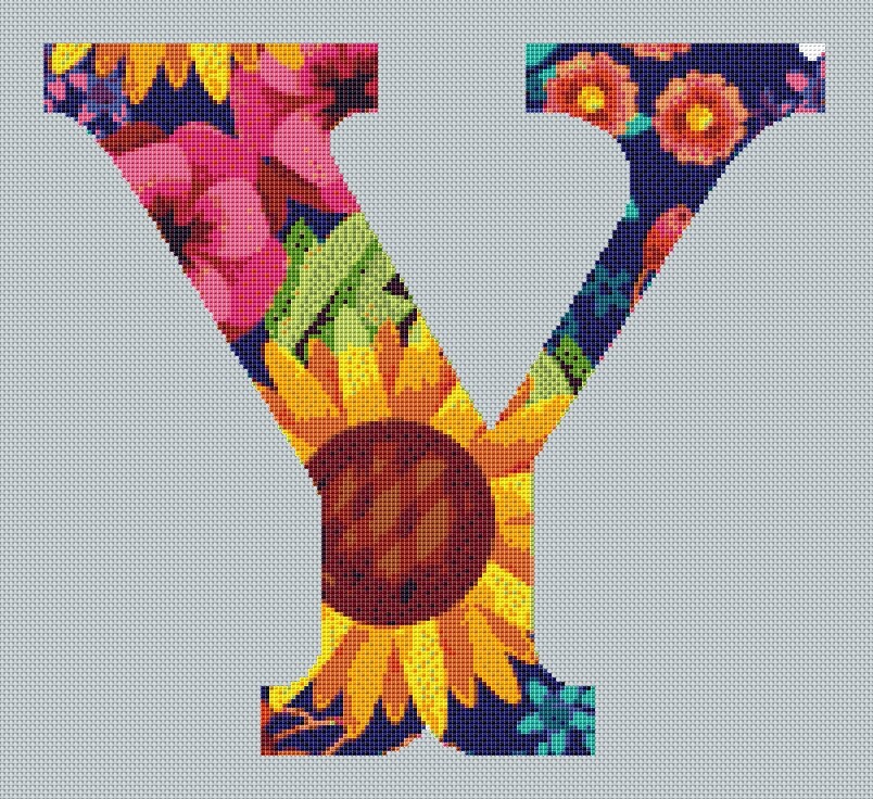 Floral Carpet Alphabet Letter Y Cross Stitch Pattern - PDF Download - Etsy
