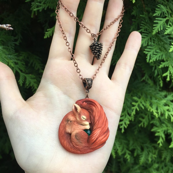 Eichhörnchen Halskette/Cabochon/Charm aus Polymer Clay