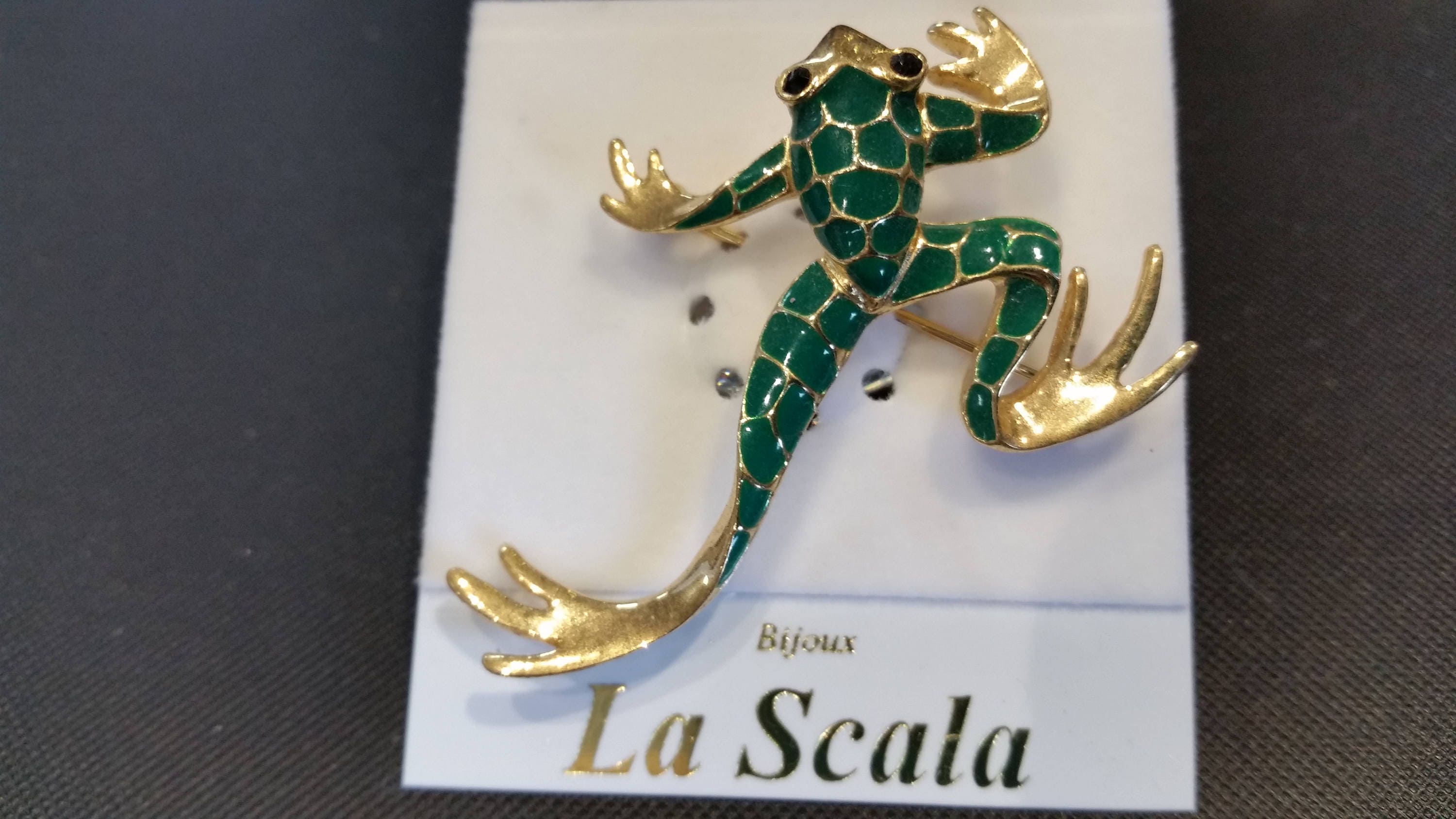 Brooch frog rhodium crystals delicapassion