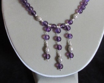 Amethyst and sterling silver chandelier necklace