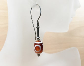 Etched agate earrings on hand made sterling wires