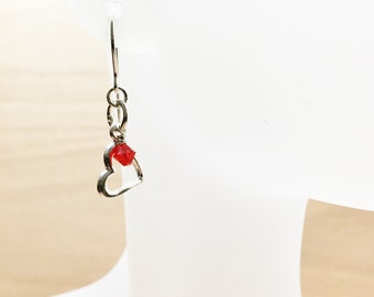 Silver and crystal sweetheart earrings