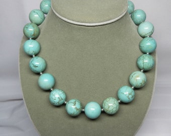 Turquoise-dyed magnesite necklace