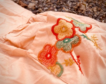 Vintage [Handmade Embroidered Linen Summer Dress]