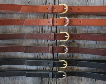 NICKEL BUCKLE. 3/4" leather BELT. vegetable tanned. handmade. genuine leather belt. men's leather belt. women's leather belt. underthetree
