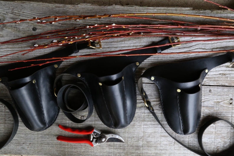 Black Gardener's Tool Belt. Leather Garden Tool Belt. Tool Etsy