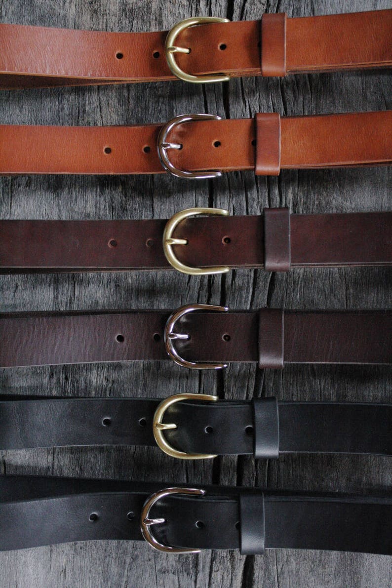 handmade 1.25 LEATHER BELT. BRASS buckle. vegetable tanned. handmade. genuine leather belt. men's leather belt. women's leather belt. image 1