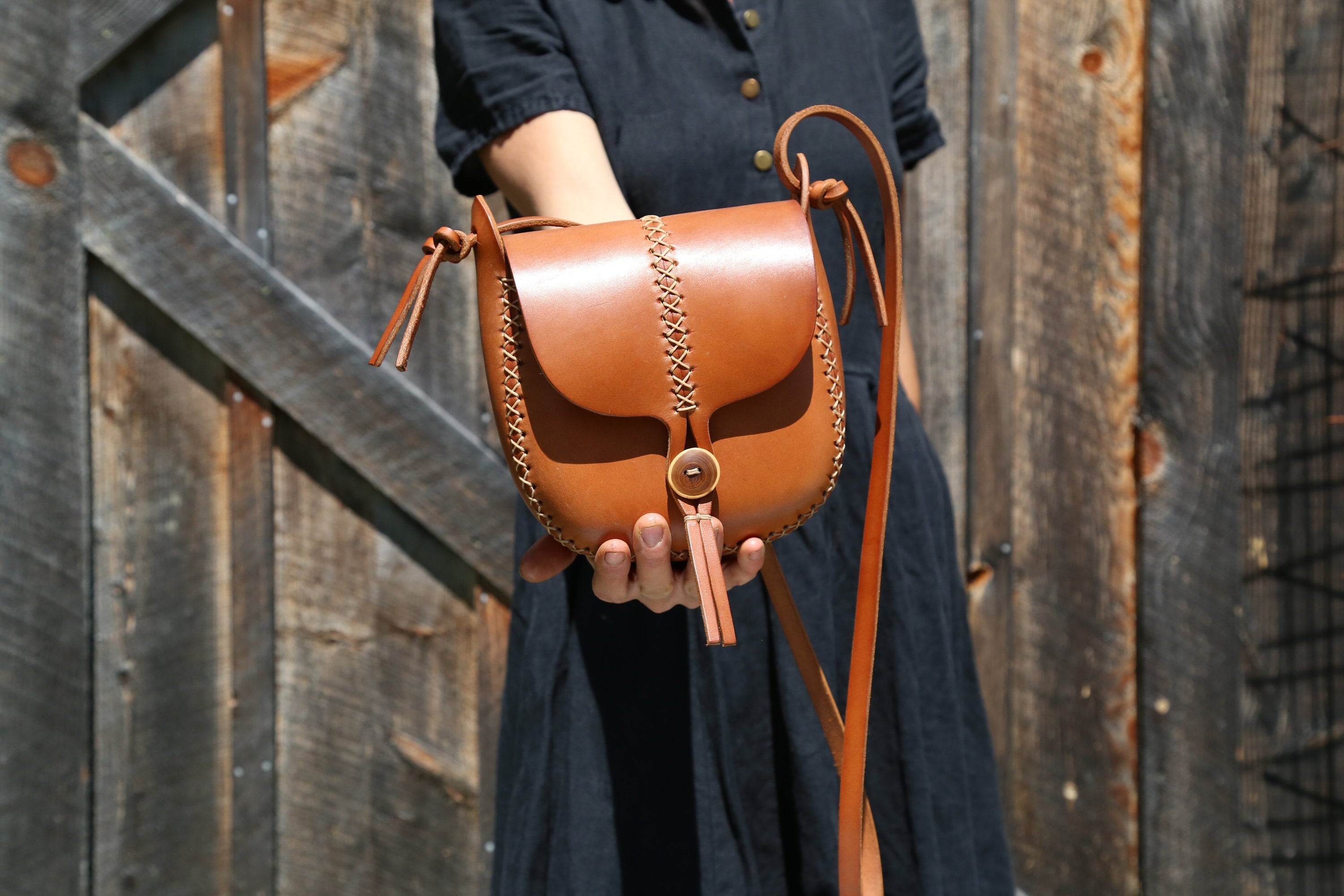 cherrywood patent leather handbag