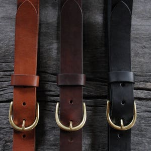 handmade 1.25 LEATHER BELT. BRASS buckle. vegetable tanned. handmade. genuine leather belt. men's leather belt. women's leather belt. image 3