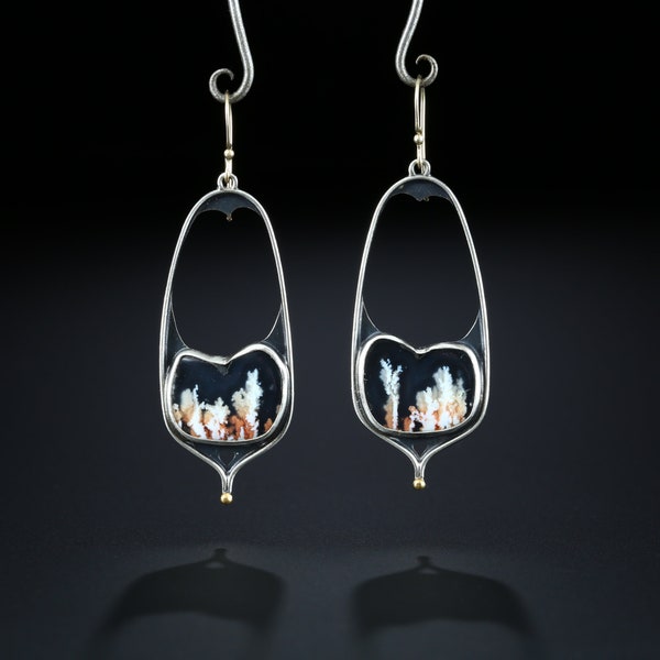 White Plume Agate Earrings