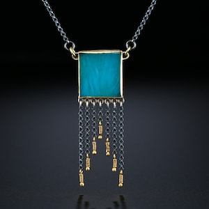 Gem Silica Chrysocolla with Sagenite Necklace