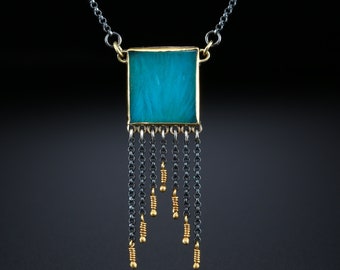 Gem Silica Chrysocolla with Sagenite Necklace