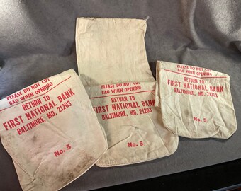2 vintage bank bags one regular size one mini