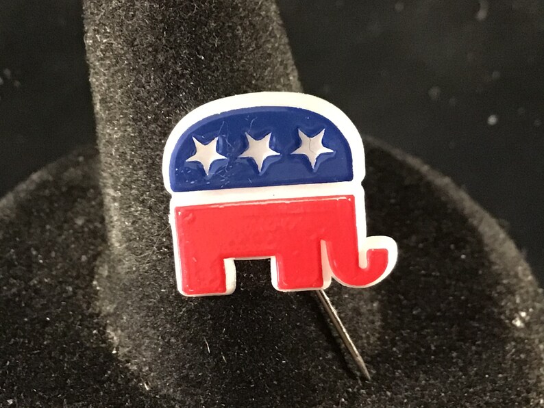 Vintage GOP Elephant Stick Pin type Presidential Campaign Pin/Button from around the 1976 GOP Ford and Dole ticket image 1