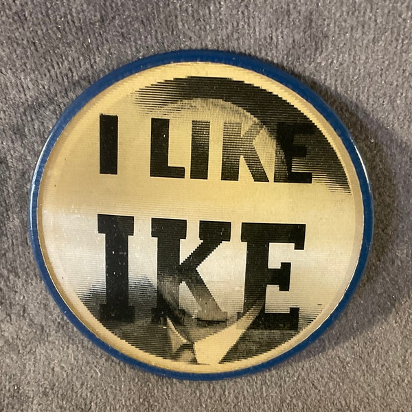 Vintage I Like Ike - 1956 Dwight Eisenhower 2 1/2” Presidential Campaign Flasher Pinback/Button - B/W Photos of Eisenhower and I Like Ike