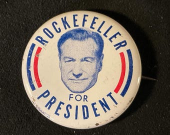 Vintage Rockefeller For President - 1964 Nelson Rockefeller Presidential Campaign Pinback/Button - Republican 1964 Candidate